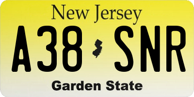 NJ license plate A38SNR