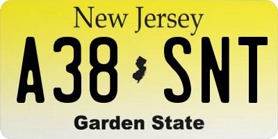NJ license plate A38SNT