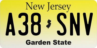 NJ license plate A38SNV