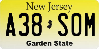 NJ license plate A38SOM