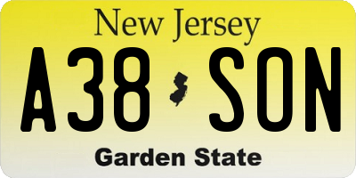 NJ license plate A38SON
