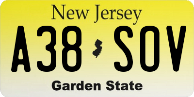 NJ license plate A38SOV