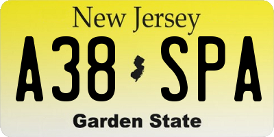NJ license plate A38SPA