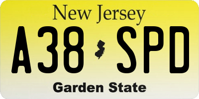 NJ license plate A38SPD