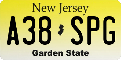 NJ license plate A38SPG