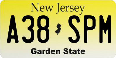 NJ license plate A38SPM
