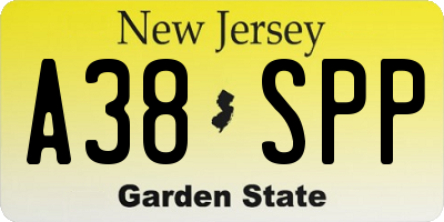 NJ license plate A38SPP