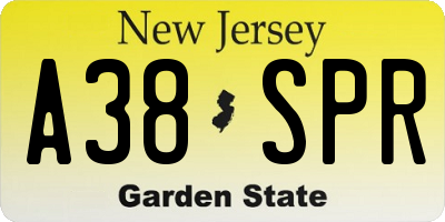 NJ license plate A38SPR