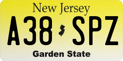 NJ license plate A38SPZ
