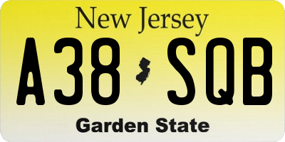 NJ license plate A38SQB