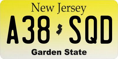 NJ license plate A38SQD