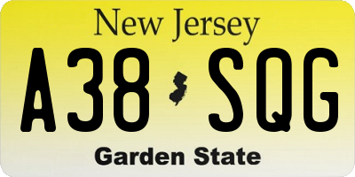 NJ license plate A38SQG