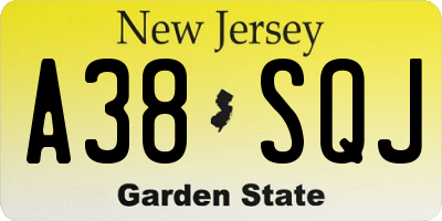NJ license plate A38SQJ