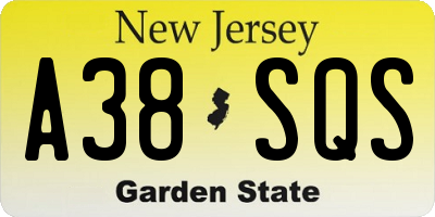 NJ license plate A38SQS