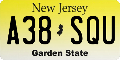 NJ license plate A38SQU