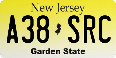 NJ license plate A38SRC