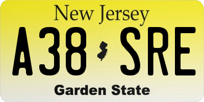 NJ license plate A38SRE