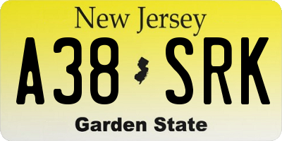 NJ license plate A38SRK