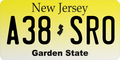 NJ license plate A38SRO