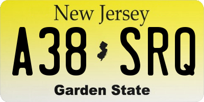 NJ license plate A38SRQ