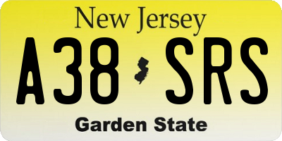 NJ license plate A38SRS