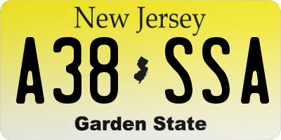 NJ license plate A38SSA