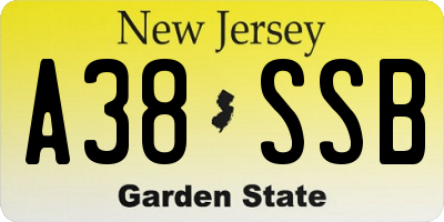 NJ license plate A38SSB