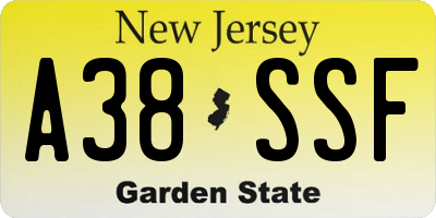 NJ license plate A38SSF