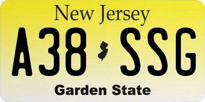 NJ license plate A38SSG