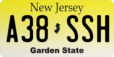 NJ license plate A38SSH