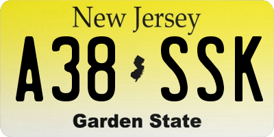 NJ license plate A38SSK