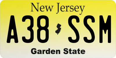 NJ license plate A38SSM