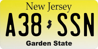 NJ license plate A38SSN