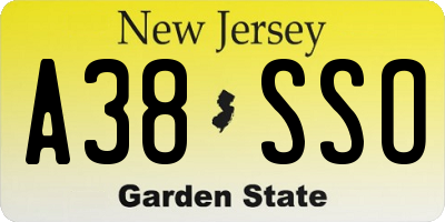NJ license plate A38SSO