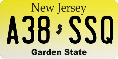 NJ license plate A38SSQ