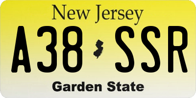 NJ license plate A38SSR