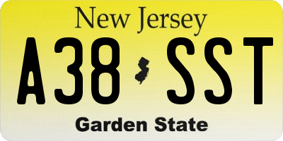 NJ license plate A38SST