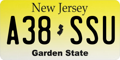 NJ license plate A38SSU