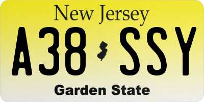 NJ license plate A38SSY