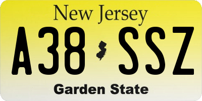 NJ license plate A38SSZ