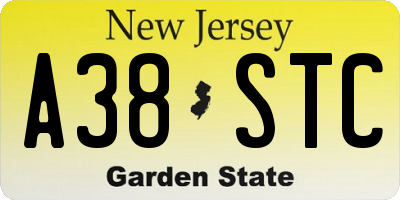 NJ license plate A38STC