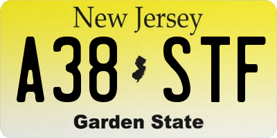 NJ license plate A38STF