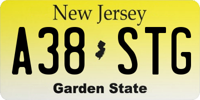 NJ license plate A38STG