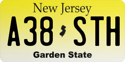 NJ license plate A38STH
