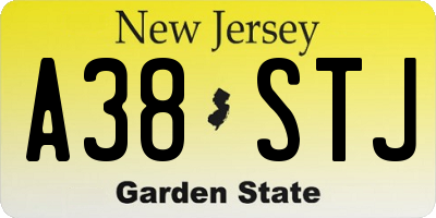 NJ license plate A38STJ