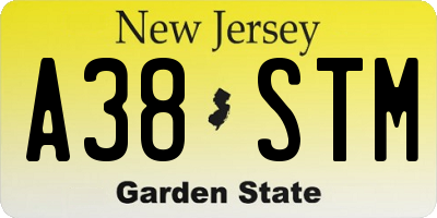 NJ license plate A38STM