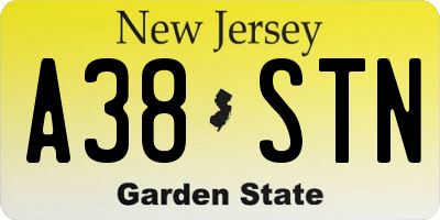 NJ license plate A38STN