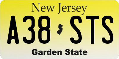 NJ license plate A38STS