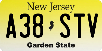 NJ license plate A38STV
