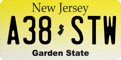 NJ license plate A38STW